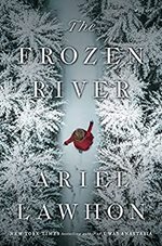 Book cover with snow white covered trees with someone walking down a red coat on.