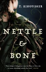 Book cover with a young women with her backtowards the cover with green vines trailing up her.