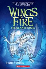 Book cover of an illustration of a dragon walking through a tunnel of ice with the book title “Wings of Fire” written at the top.